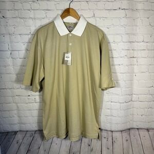 Callaway Golf Mens DrySport Polo Shirt Tan Khaki White Collar Large NWT‎